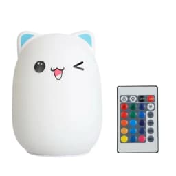 Lampa de Veghe Pisicuta, Cu Telecomanda, LED, Acumulator cu Incarcare USB, Senzor Tactil, Silicon - imagine 1