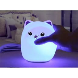 Lampa de Veghe Pisicuta, Cu Telecomanda, LED, Acumulator cu Incarcare USB, Senzor Tactil, Silicon - imagine 6