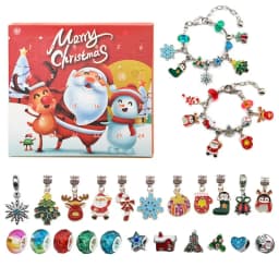 Calendar Advent 24 Piese, Charmuri și Brățări Tematice, Motive Festive, 20 x 17 cm - 1