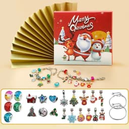 Calendar Advent 24 Piese, Charmuri și Brățări Tematice, Motive Festive, 20 x 17 cm - 3