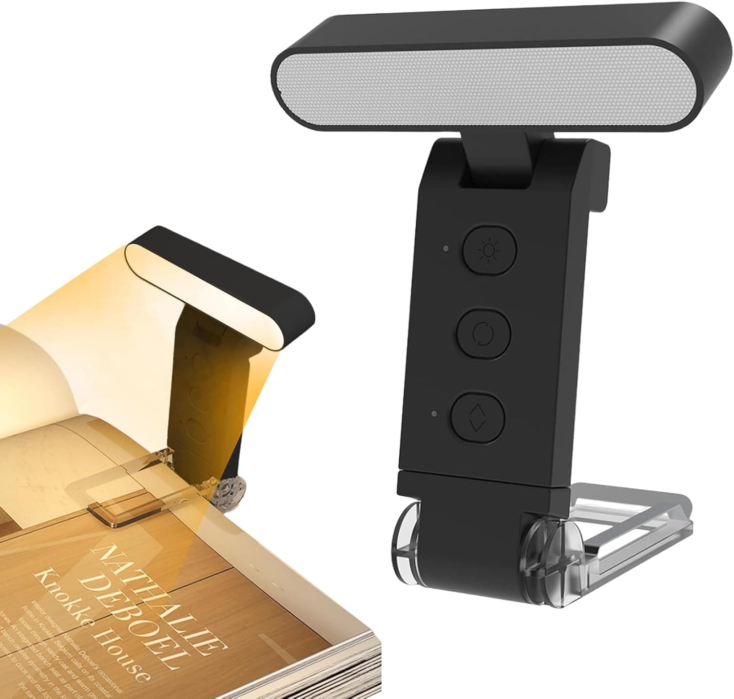 Lampa de Citit cu Clips, Incarcare USB, 6 Niveluri de Luminozitate, Baterie 700 mAh, 12.3x10 cm, Negru