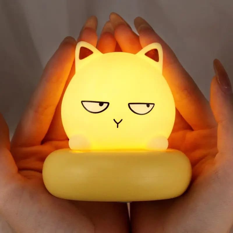 Lampa de Veghe Copii, Reincarcabila, Model Pisicuta, LED, Senzor Tactil, 3 Moduri Iluminare, 8.2 x 8.2 x 8.5 cm