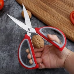 Foarfeca Multifunctionala Bucatarie si Birou - Otel Inoxidabil, 19,3 cm, Rosu - 2