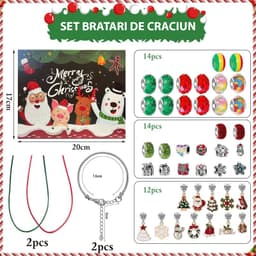 Set Creație Bijuterii pentru Fete, Cadou de Sărbători, 44 Piese, Charmuri, Pandantive, Brățări, Lănțișoare, 20x17 cm 20x17 cm - 2