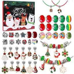 Set Creație Bijuterii pentru Fete, Cadou de Sărbători, 44 Piese, Charmuri, Pandantive, Brățări, Lănțișoare, 20x17 cm 20x17 cm - 1