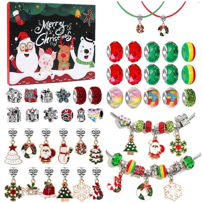 Set Creație Bijuterii pentru Fete, Cadou de Sărbători, 44 Piese, Charmuri, Pandantive, Brățări, Lănțișoare, 20x17 cm 20x17 cm