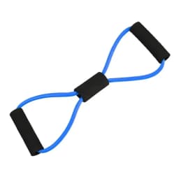 Extensor fitness din latex, albastru, cu mânere ergonomice pentru exerciții.