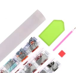 Accesorii goblen cu diamante 5D – tavă, stilou, ceară