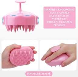 Perie masaj scalp cu mâner ergonomic.