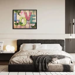 Goblen cu diamante 5D Love montat pe perete