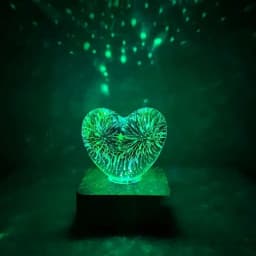 Lampa 3D Inima lumina verde