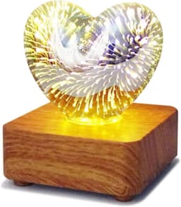 Lampa inima cu baza lemn