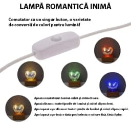 Lampa 3D Inima, Lumina de Noapte cu Proiectie 3D, Lumini Colorate Schimbabile, Cadou Romantic - imagine 11