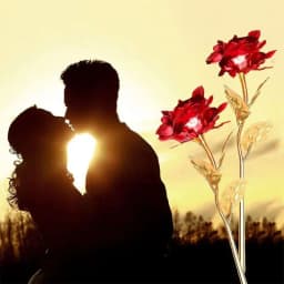 Trandafir Etern Aurit, Cadou Romantic de Lux, 28 x 11 cm, Roșu - 2