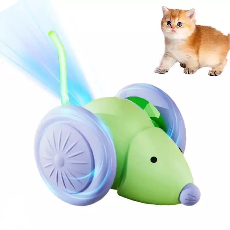 Jucărie pentru Pisici Șoricel Automat, Evita Obstacolele, Miscari Aleatorii, LED RGB, USB-C