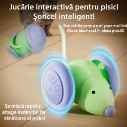 Jucărie pentru Pisici Șoricel Automat, Evita Obstacolele, Miscari Aleatorii, LED RGB, USB-C - 4