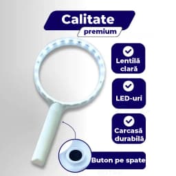 Lupa Rotundă Miraza, Mărire 30X, Sticlă Optică, Iluminare LED, USB-C, 9 cm Alb - 3