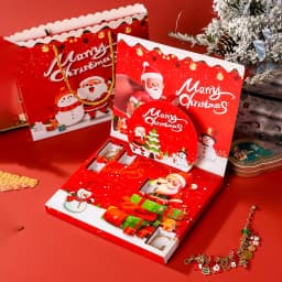 Casute deschise in calendarul advent bratari Craciun rosu Miraza cu bijuterii la interior