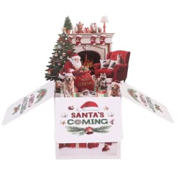 Felicitare 3D pop up Craciun Miraza, cutie decor vazuta din lateral