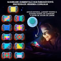 jucarie pop it electronica roz cu lumini rgb in intuneric
