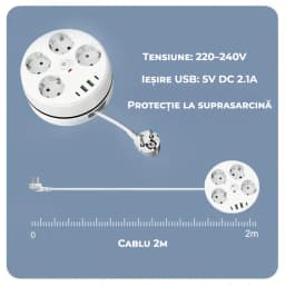 prelungitor Miraza cablu retractabil 2 metri