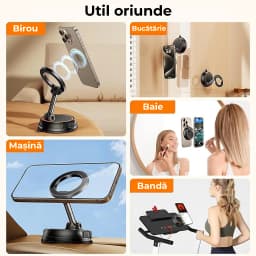 suport auto magnetic telefon cu cap 360 si brat 180